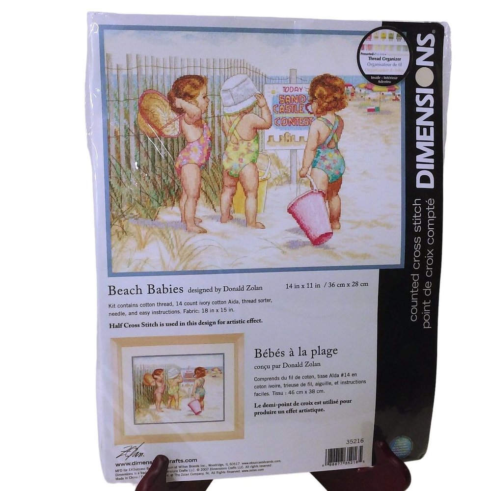 Dimensions 35216 Cross Stitch Needlework Kit Beach Babies 14x11 Sealed NIP NOS